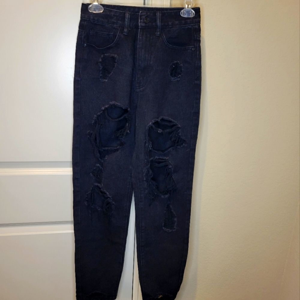 MISSGUIDEDRiot High Rise Ripped Mom petite Jeans. - Picture 13 of 13